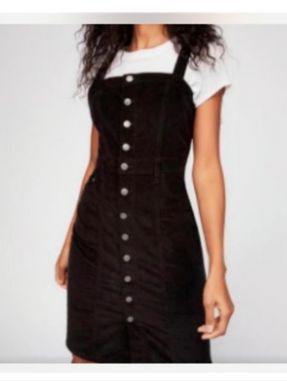 Free People Black Button-Front Corduroy Dress